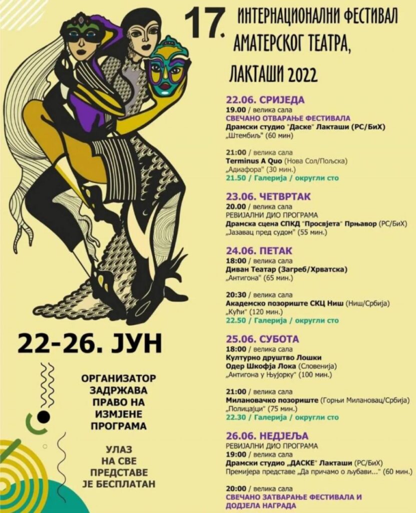 Bosnia i Hercegowina Teatr Festiwal Banialuka Konkurs 2022